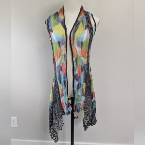 Lior Luxe Paris bunte offene Weste Strickjacke Lagenlook Damen S - Bild 1 von 12