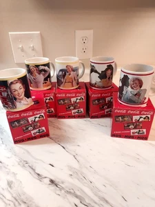 Vintage 5 Coca-Cola Coffee Cups Brand New In Box - Picture 1 of 11