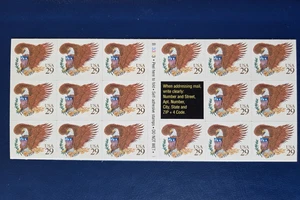US Scott # 2595a - MNH 1992 29c Never Folded Booklet Pane of 17 "Eagle" - Picture 1 of 2