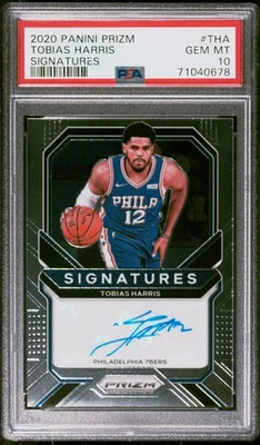 2020 Panini Prizm Signatures #THA Tobias Harris Signatures PSA 10 POP 3 76ers - Image 1 of 2
