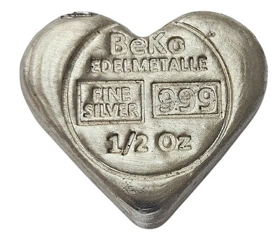 BeKo Edelmetalle 1/2 Oz Silberbarren - Herzform 999 Feinsilber Herz - Bild 1 von 3