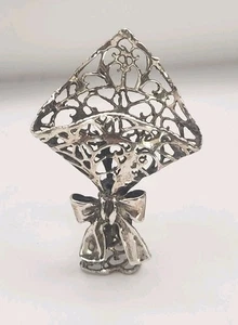 Miniature Sterling Silver 295 Flower Sculpture Holder Bouquet Decorative Vintage - Picture 1 of 14