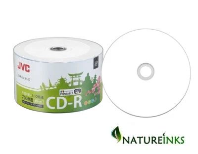 50 JVC Inkjet Printable Blank CD-R 52x CD Discs 700MB 80 mins RITEK UK STOCK - Image 1 of 2