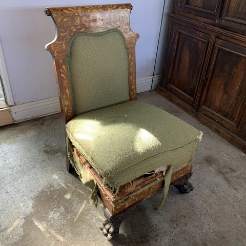 antique empire style Dutch marquetry chair c 1890 Cover