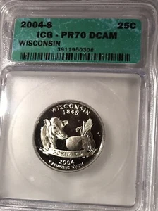 2004 S 25C Wisconsin State Quarter PR70DCAM ICG - Picture 1 of 2
