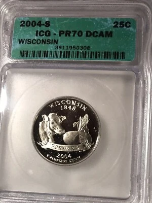2004 S 25C Wisconsin State Quarter PR70DCAM ICG - Image 1 of 2