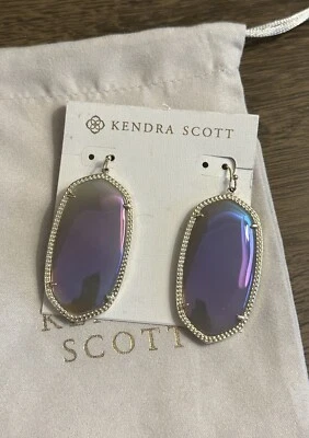 Kendra Scott Purple Iridescent Agate Danielle Dangle Earrings Retired Color HTF - Image 1 of 4