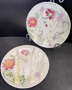 Antique French K & G St. Clement Majolica Asparagus 10.25" Plate Luneville - Picture 1 of 6