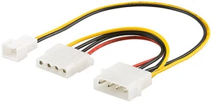 Lüfter Adapter Molex Stecker 4 Pin auf 3 PIN Stecker und 4 PIN Molex Buchse 20cm - Bild 1 von 1