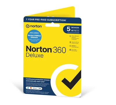 Norton 360 Deluxe + Utilities Ultimate 2025 5 dispositivos 1 año - el mismo día por correo electrónico