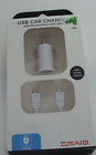 Craig Usb Car Charger With Mini And Micro Usb Cables   White