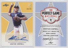2020 Leaf Perfect Game National Showcase Yellow /25 Kristian Campbell Auto