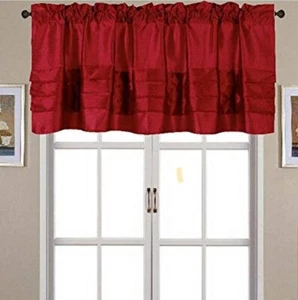 RT Designers Nancy Red Curtain Valance 54x18 Faux Silk Pleated Holiday Festive - Picture 1 of 6