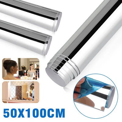 50x100cm Self Adhesive Mirror Reflective Wall Sticker Film Paper Kitchen Decor - Image 1 of 4