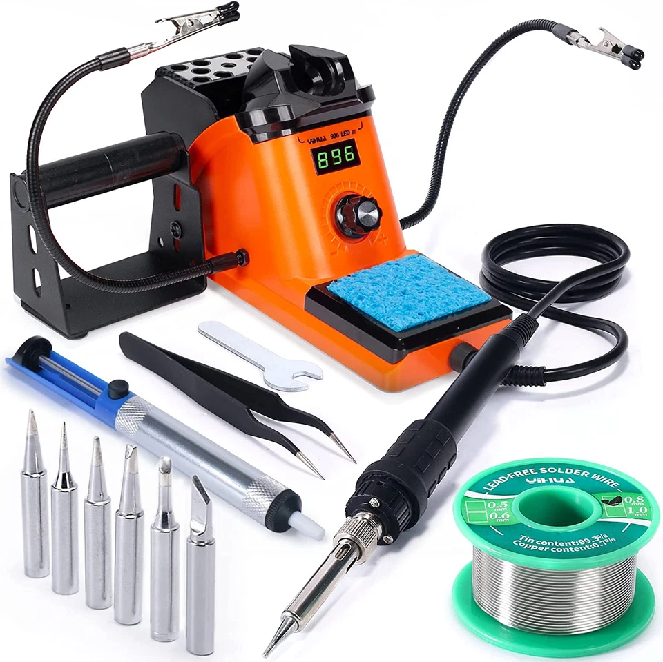 YIHUA 926 III 60W LED Display Soldering Iron Station Kit W 2 Helping Hands 6 Ex
