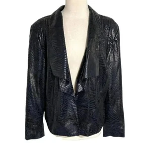 Fashion Bug 2X black faux leather animal print light weight jacket - Picture 1 of 7