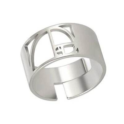 Fibonacci Spiral Ring Silver Stainless Steel Math Sequence Sacred Geometry Band - Image 1 of 4