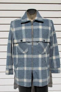 Melton Outerwear Wool Heavy Shacket Jacket Button Up Black Mens Medium Plaid EUC - Picture 1 of 15