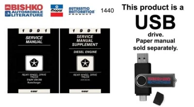 1991 Dodge DW 150 350 Truck Ramcharger Shop Service Repair Manual USB Drive - Image 1 of 3