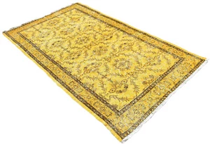 YELLOW Overdyed Rug 48" x 83" Hand Knotted Area RUGS Carpet 4 x 7 ft - Picture 1 of 8