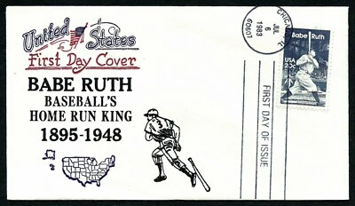 USA, SCOTT # 2046, ARTOPAGES FDC COVER - BABE RUTH, CANCELLATION VARIETY - Image 1 of 3