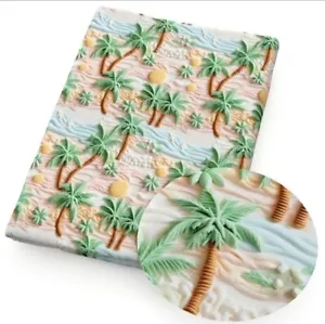 Palm Tree ocean beach 3D Polyester Cotton blend fabric 20"x55" 1246571 - Picture 1 of 1