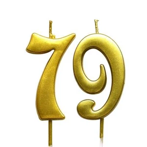 Gold 79th Birthday Numeral Candle Number 79 Cake Topper Candles Party Decorat... - Picture 1 of 2