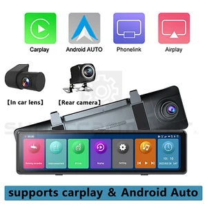Full Touch 12" IPS 4G wifi Car DVR Camera Android Auto cam smart rearview mirror - Picture 1 of 14
