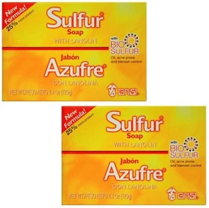 Sulfur Soap with Lanolin 4.4 oz QTY 2 BARS - Jabon de Azufre - Picture 1 of 2