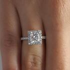 1.25 Ct Square Pave Princess Cut Diamond Engagement Ring I1 H Treated