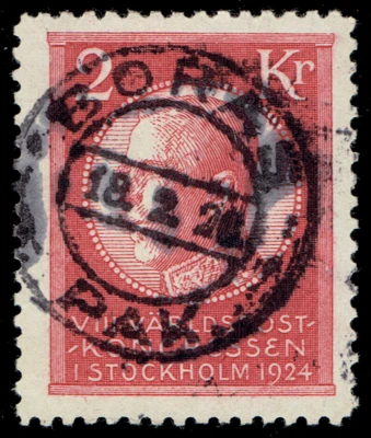 SUECIA - 1924 - UPU CONGRESS KING GUSTAV V - 2k rosa roja - Sc #210 - Usado F Foto 1 de 2