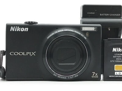 Nikon COOLPIX S6100 Black 16.0MP 7x Zoom Compact Digital Camera from Japan - Image 1 of 4
