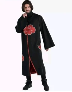 UNISEX S Naruto Cosplay Uni Cloak Black Red Robe Costume Anime Akatsuki Ninja SM - Picture 1 of 6
