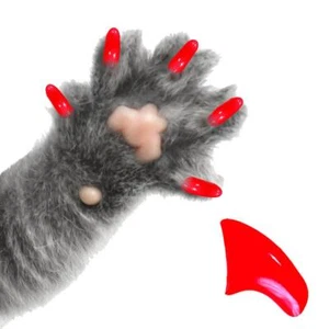 FLUORESCENT RED ~ 60 PIECE Soft Nail Caps for Cat Claws ~ PRETTY CLAWS ~ Paws - Picture 1 of 1