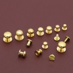 50pcs M3 Round Head Solid Brass Stud Screw Rivet Chicago Button Leather Craft - Picture 1 of 28