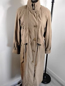 Fleet Street Wm's Tan Long Faux Suede Trench Coat Size 4P Removable Wool Lining - Picture 1 of 15