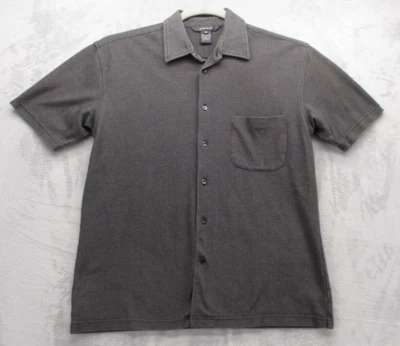 Camisa Pizarra Abotonada Para Hombre Mediana Negra con Patrón Geométrico Beige Foto 1 de 4