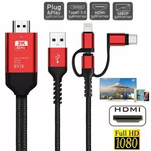 USB-C Typ C Telefon auf 1080P HDMI HDTV AV TV Spiegel Adapter Kabel Kabel 3 in 1 Hub - Bild 1 von 10
