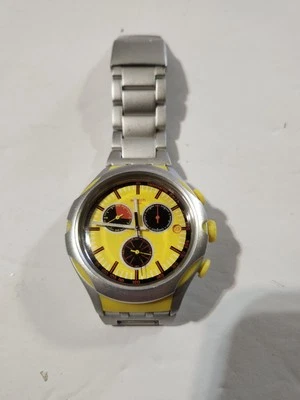 IRONY XLITE CHRONO SWATCH Lemon Squash Yellow Face Silver Band  - image 1 of 4