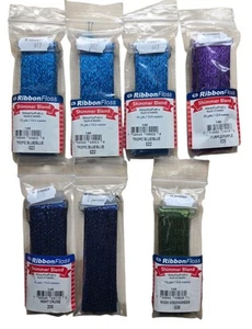 YLI  Ribbon Floss Shimmer Blend Lot 7 Metallic Blue Purple Green 15 Yards Thread - Picture 1 of 3