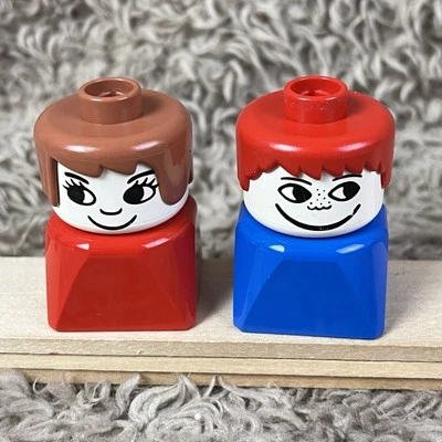 LEGO Duplo Fig 2 x 2 x 2 Figure Brick Early Male Female Blue Red Base Freckles - Image 1 of 4