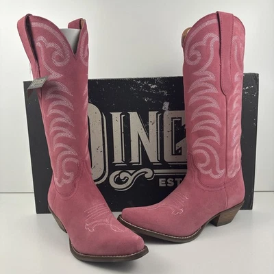 Botas de Vaquero Dingo Talla 8.5 Damas Movin' On Gamuza Rosa Alto Vaquera Occidental NUEVAS Foto 1 de 4