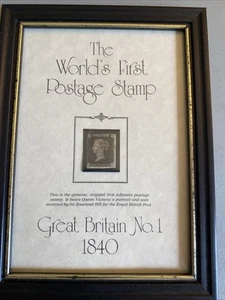 1840 Great Britain No. 1 One Penny Framed Stamp World’s First Postage Stamp - Picture 1 of 5