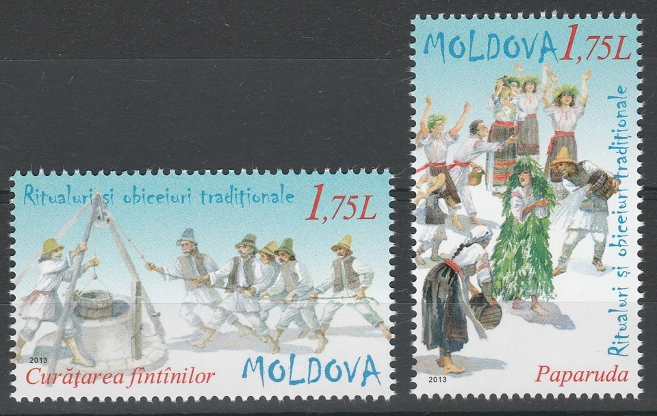 Moldavia 2013 Trajes tradicionales, danzas, rituales 2 sellos MNH Foto 1 de 1