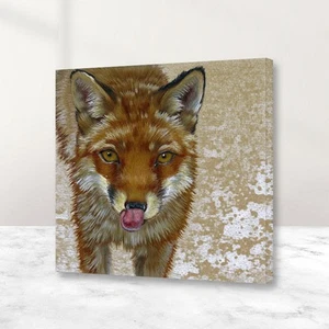 Vtg Retro Red Fox Snow Oil Painting Bedroom Home Decor Canvas Prints - Picture 1 of 1
