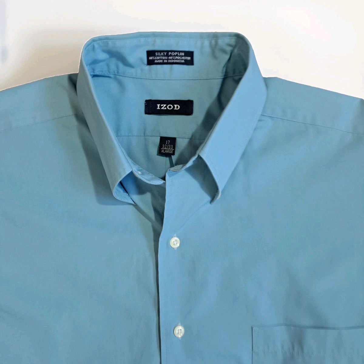 Izod Men's Regular Fit Short Sleeve Dress Shirt - Solid Stretch Fabric, Button-Down Collar