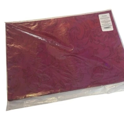 NEW Deadstock JC Penney table placemats, set of 4, double sided burgundy fancy - Image 1 of 4
