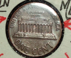 Schwebedach 1969 D Prägefehler Farbstoff gefüllt Kupfer Penny Lincoln Weizen 1c Cent - Bild 1 von 3