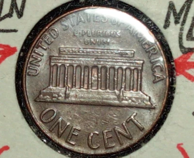 Floating Roof 1969 D Mint Error Dye Filled Copper Penny Lincoln Wheat 1c Cent  - Image 1 of 3