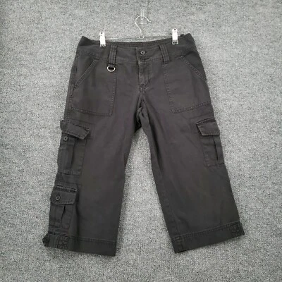 VINTAGE OP Ocean Pacific Pants Womens 7 Junior Gray Cargo Utility Cropped Y2K - Image 1 of 4